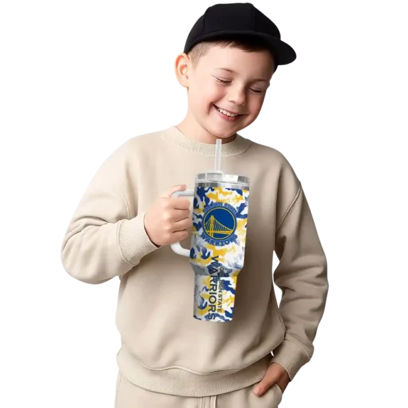customized golden state warriors camo mashup blue white curved tumbler latest model 1.webp