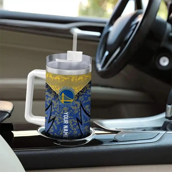 customized golden state warriors chevron stripe blue curved tumbler trendy 1.webp