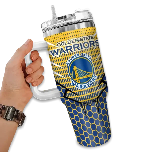 customized golden state warriors hex texture blue curved tumbler fashion forward 1.webp
