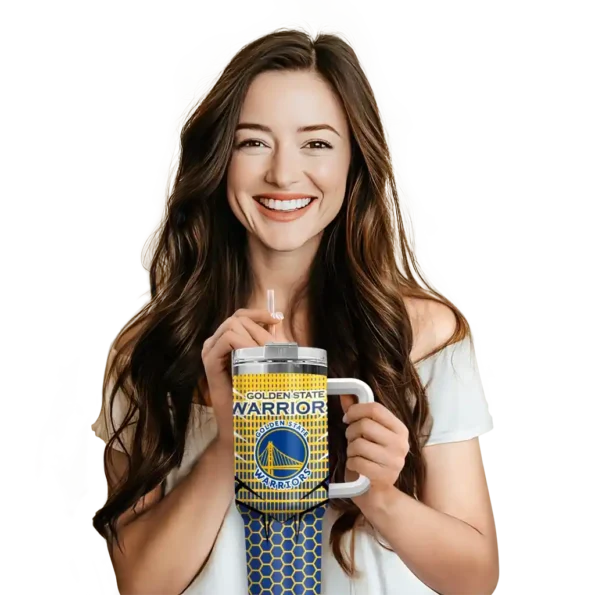 customized golden state warriors hex texture blue curved tumbler premium grade 1.webp