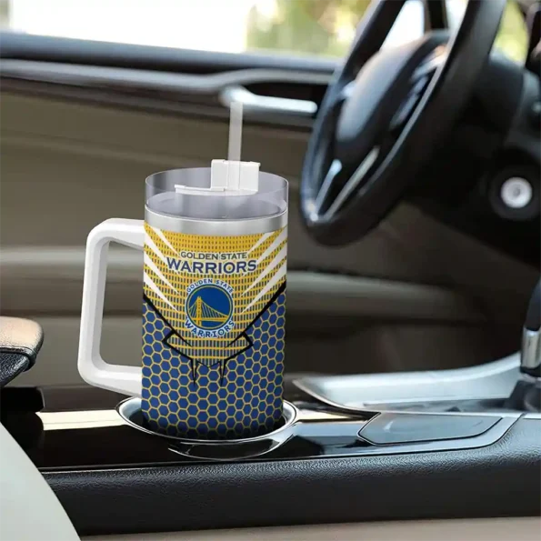 customized golden state warriors hex texture blue curved tumbler trendy 1.webp
