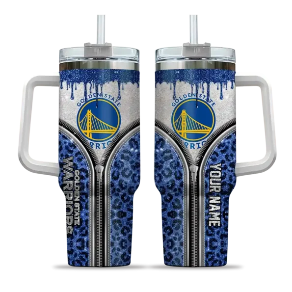 customized golden state warriors leopard zipper blue curved tumbler best selling 1.webp