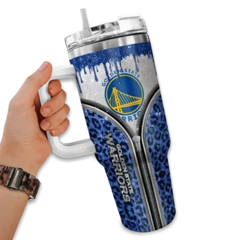 customized golden state warriors leopard zipper blue curved tumbler fashion forward 1.webp
