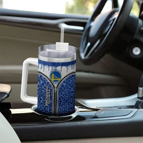customized golden state warriors leopard zipper blue curved tumbler trendy 1.webp