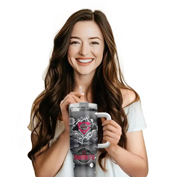 customized houston rockets superman shield red gray curved tumbler premium grade 1.webp