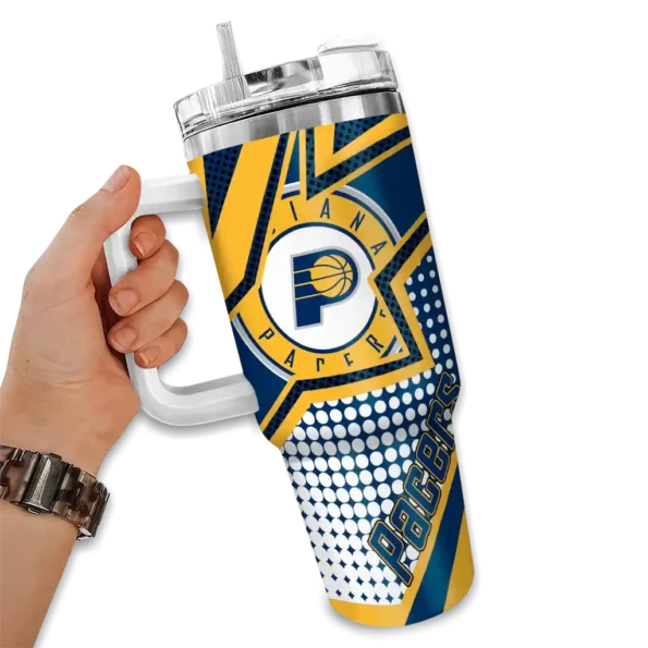 customized indiana pacers arrow burst blue curved tumbler fashion forward 1.webp