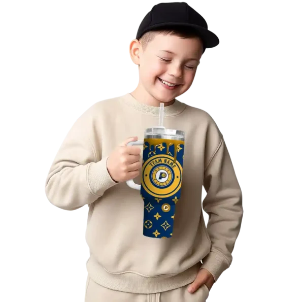 customized indiana pacers bullseye drips blue curved tumbler latest model 1.webp