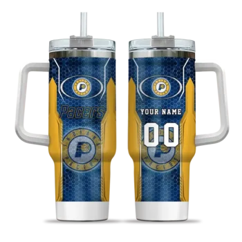 customized indiana pacers hexagon armor blue curved tumbler best selling 1.webp