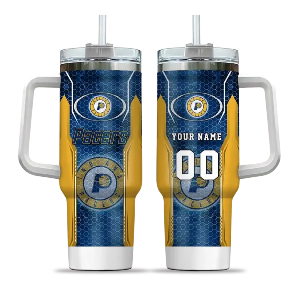 customized indiana pacers hexagon armor blue curved tumbler best selling 1.webp