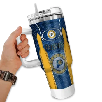 customized indiana pacers hexagon armor blue curved tumbler fashion forward 1.webp