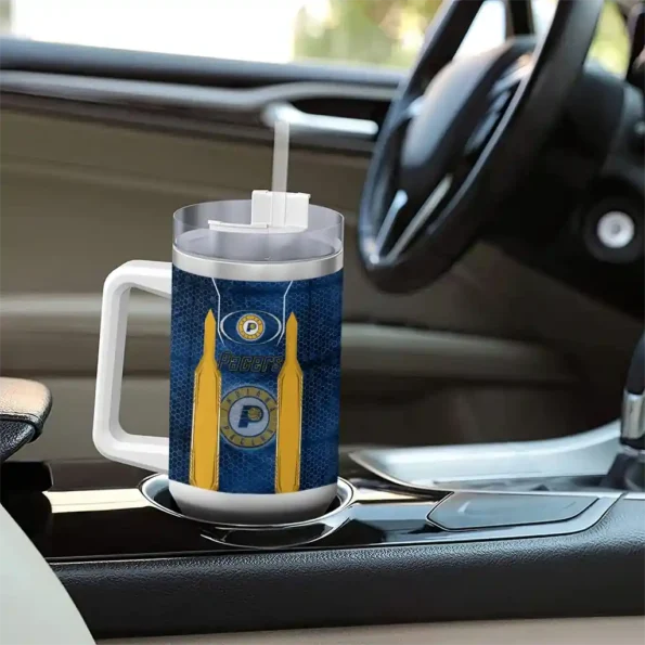 customized indiana pacers hexagon armor blue curved tumbler trendy 1.webp