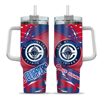 customized los angeles clippers abstract paths red curved tumbler best selling 1.webp