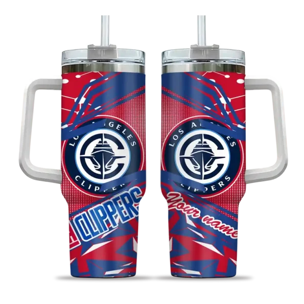 customized los angeles clippers abstract paths red curved tumbler best selling 1.webp