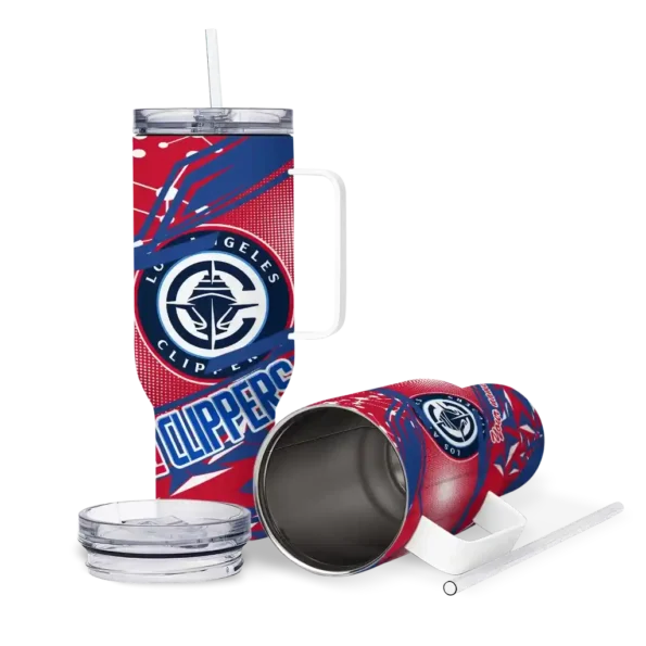 customized los angeles clippers abstract paths red curved tumbler high quality 1.webp