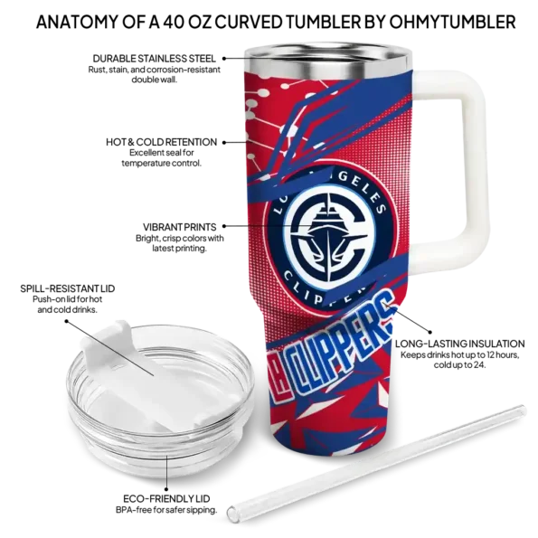 customized los angeles clippers abstract paths red curved tumbler new arrival 1.webp