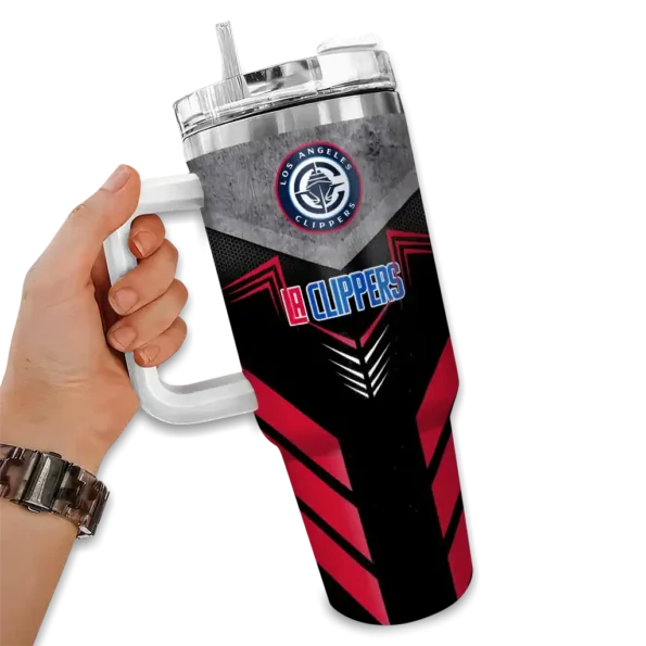 customized los angeles clippers arrow armor red black curved tumbler fashion forward 1.webp