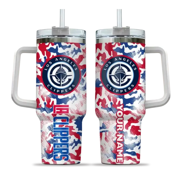 customized los angeles clippers camo mashup red white curved tumbler best selling 1.webp