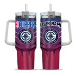 customized los angeles clippers hex texture red curved tumbler best selling 1.webp