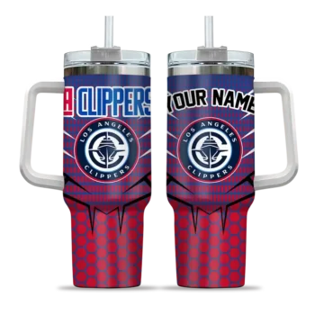 customized los angeles clippers hex texture red curved tumbler best selling 1.webp