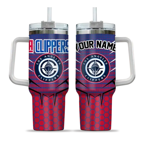 customized los angeles clippers hex texture red curved tumbler best selling 1.webp