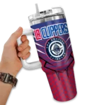 customized los angeles clippers hex texture red curved tumbler best selling 1.webp