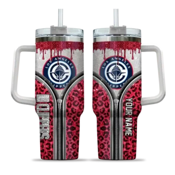customized los angeles clippers leopard zipper red curved tumbler best selling 1.webp