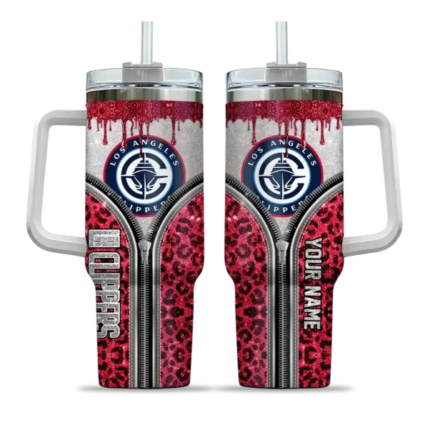 customized los angeles clippers leopard zipper red curved tumbler best selling 1.webp