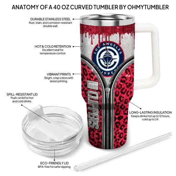 customized los angeles clippers leopard zipper red curved tumbler new arrival 1.webp