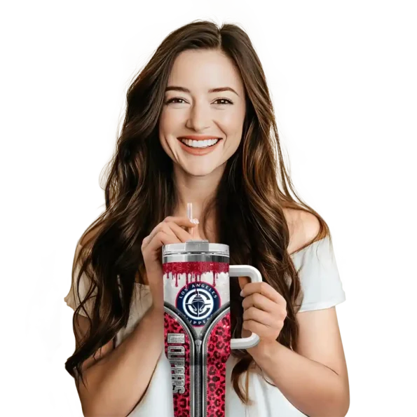 customized los angeles clippers leopard zipper red curved tumbler premium grade 1.webp