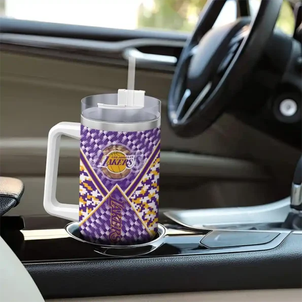 customized los angeles lakers chevron angle purple curved tumbler trendy 1.webp