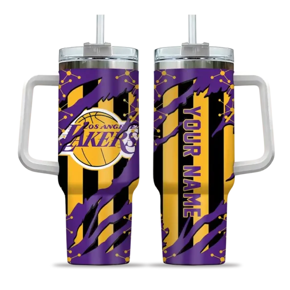 customized los angeles lakers claw cut purple black curved tumbler best selling 1.webp