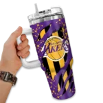 customized los angeles lakers claw cut purple black curved tumbler best selling 1.webp
