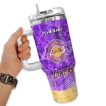 customized los angeles lakers geometric prism purple curved tumbler best selling 1.webp