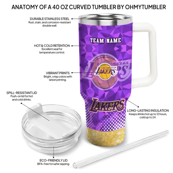 customized los angeles lakers geometric prism purple curved tumbler new arrival 1.webp