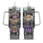 customized los angeles lakers superman shield purple gray curved tumbler best selling 1.webp