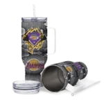 customized los angeles lakers superman shield purple gray curved tumbler best selling 1.webp