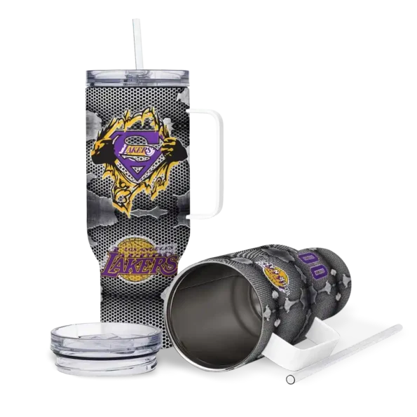 customized los angeles lakers superman shield purple gray curved tumbler high quality 1.webp