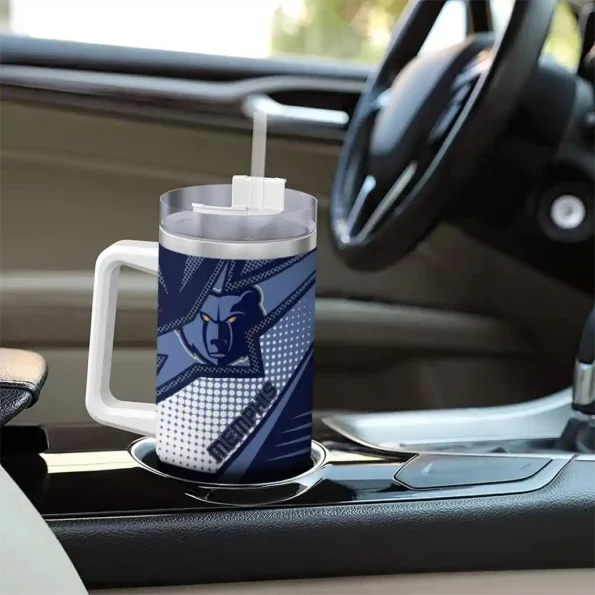 customized memphis grizzlies arrow burst blue curved tumbler trendy 1.webp