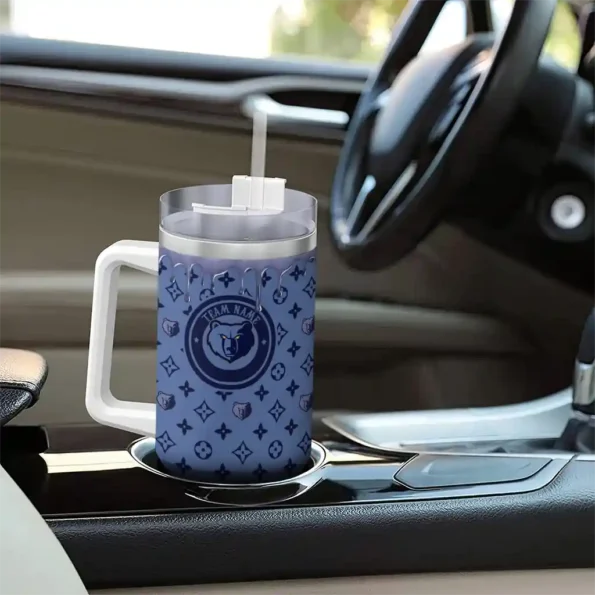 customized memphis grizzlies bullseye drips blue curved tumbler trendy 1.webp