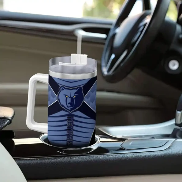 customized memphis grizzlies chevron layers blue curved tumbler trendy 1.webp