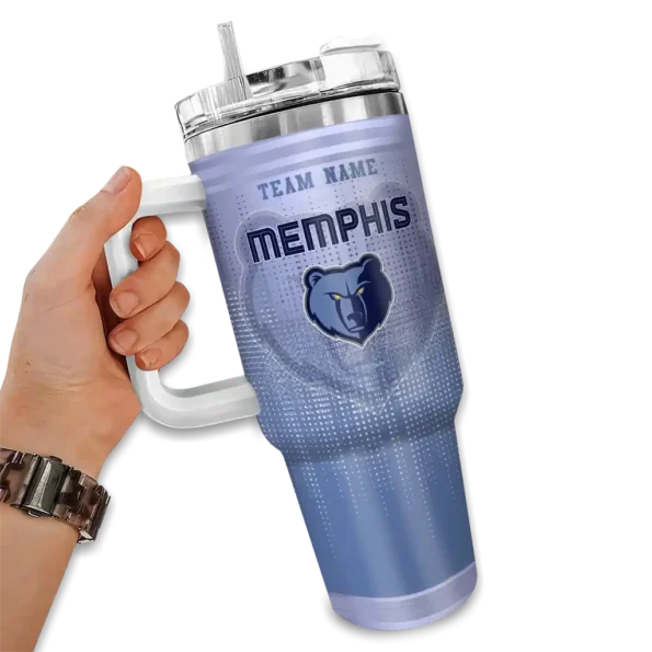 customized memphis grizzlies gradient dots blue curved tumbler fashion forward 1.webp
