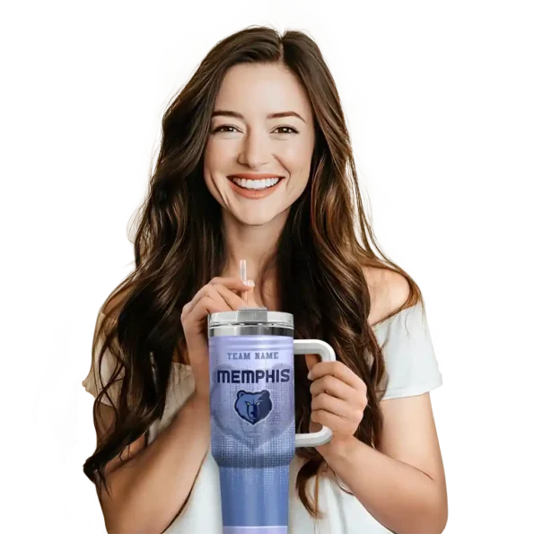 customized memphis grizzlies gradient dots blue curved tumbler premium grade 1.webp