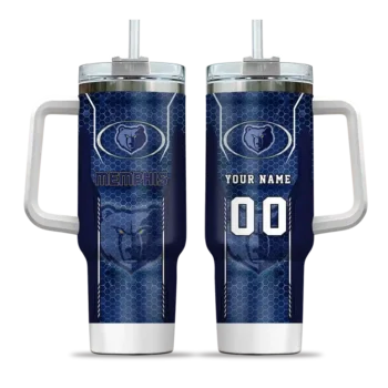 customized memphis grizzlies hexagon armor blue curved tumbler best selling 1.webp