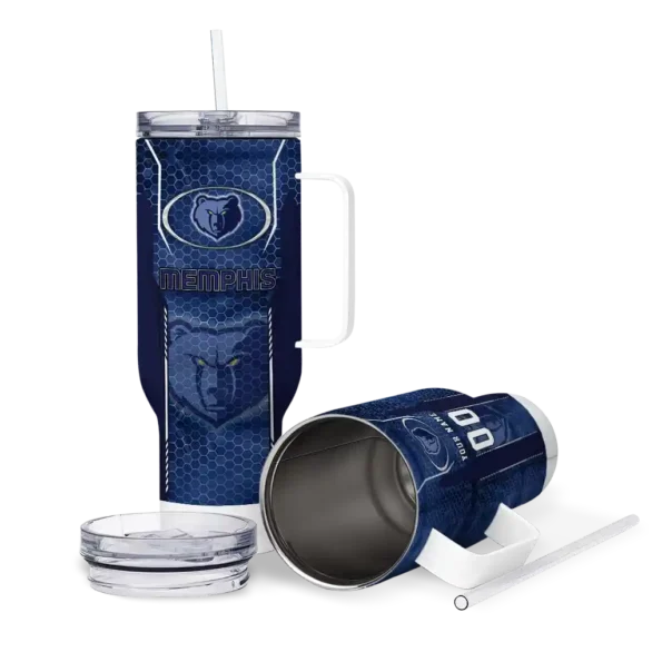 customized memphis grizzlies hexagon armor blue curved tumbler high quality 1.webp