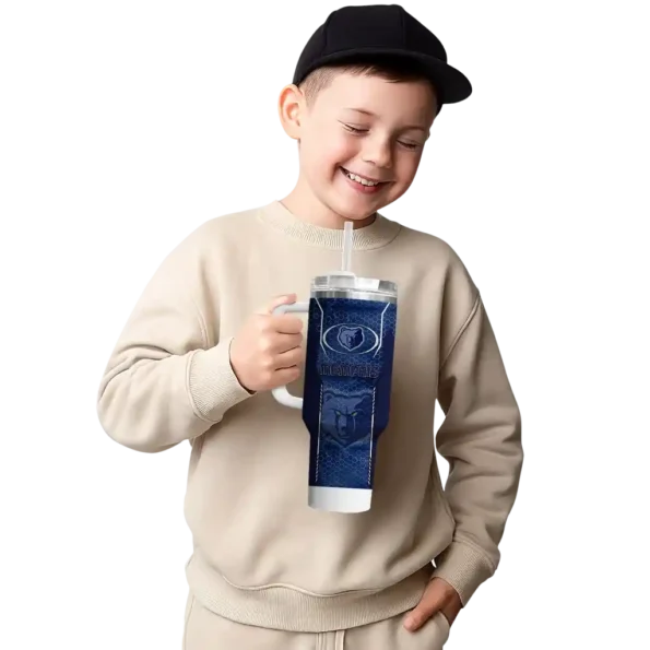 customized memphis grizzlies hexagon armor blue curved tumbler latest model 1.webp