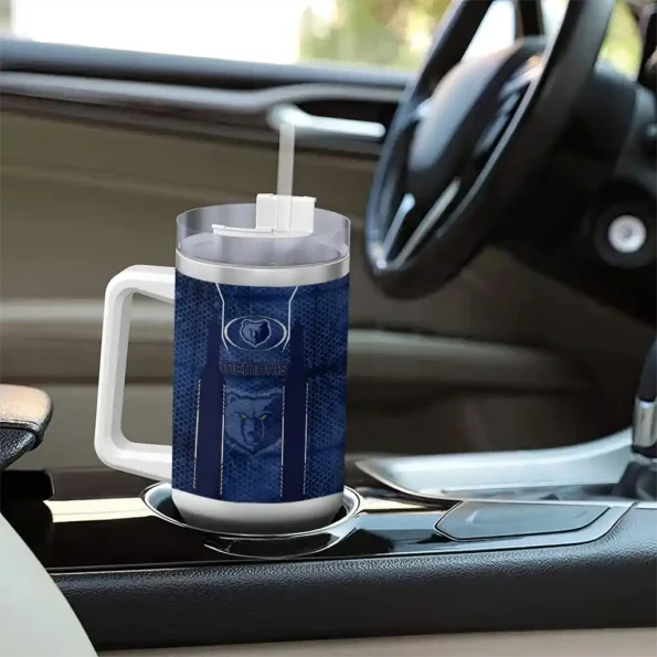 customized memphis grizzlies hexagon armor blue curved tumbler trendy 1.webp