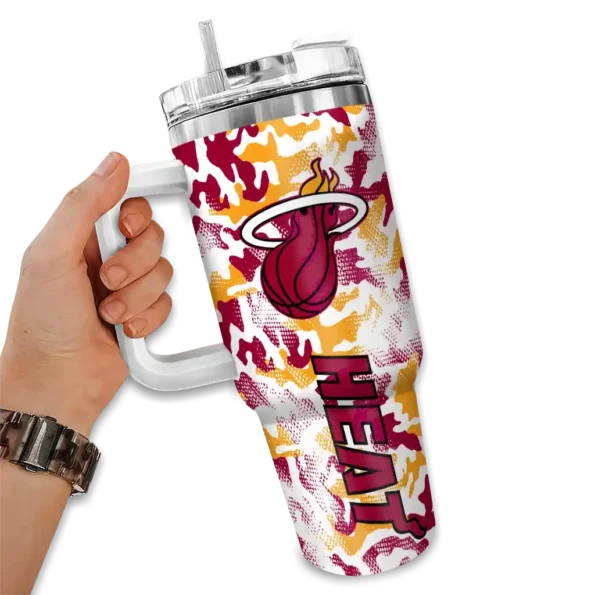 customized miami heat camo mashup red white curved tumbler fashion forward 1.webp