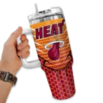 customized miami heat hex texture red curved tumbler best selling 1.webp