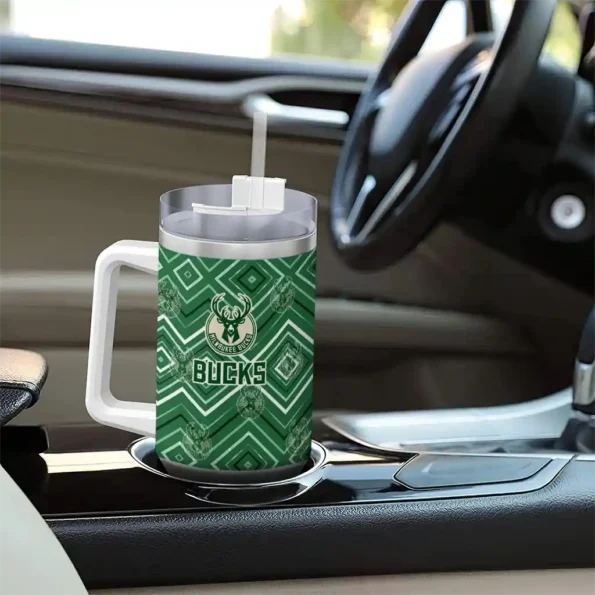 customized milwaukee bucks bold diamonds green curved tumbler trendy 1.webp