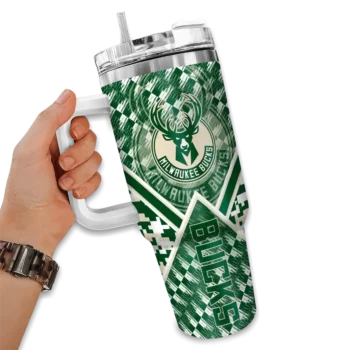 customized milwaukee bucks chevron angle green curved tumbler fashion forward 1.webp